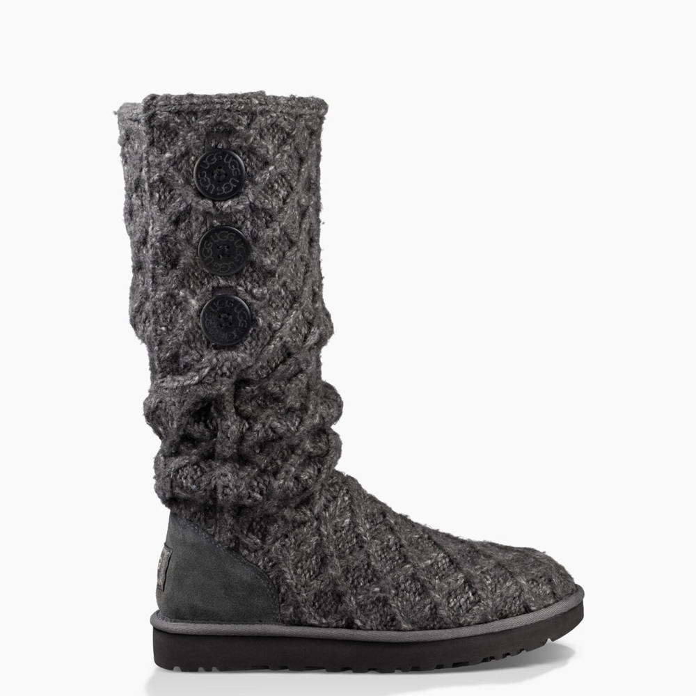Ugg Cardy Lattice Dark Gray Boot Size 11 Women GREAT condition